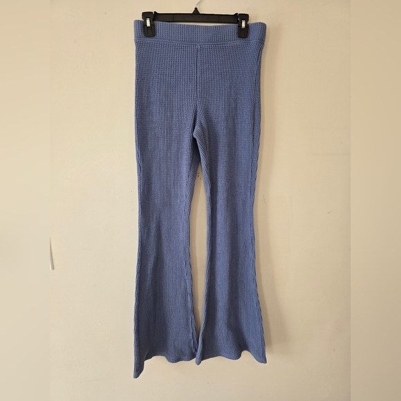 aerie Pants - aerie Blue Waffle-Knit Flared Leggings